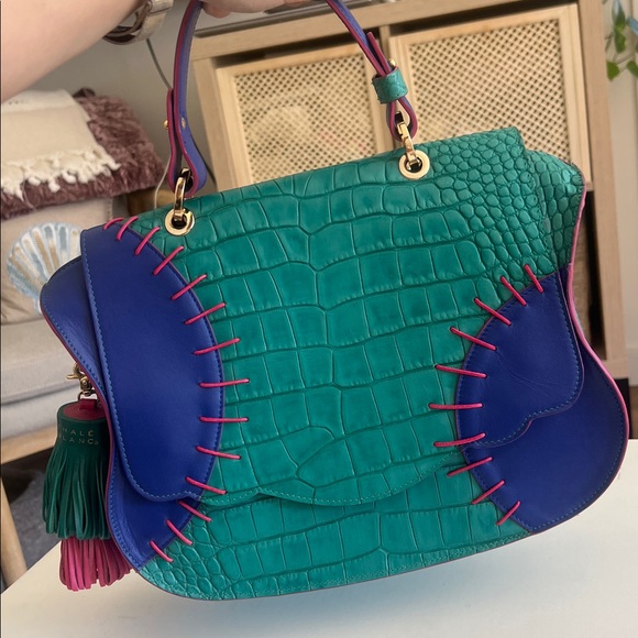 NEW! Rare Thale Blanc- Multicolor Audrey Croc-Embossed Crossbody/Top Handle Bag - Picture 13 of 16